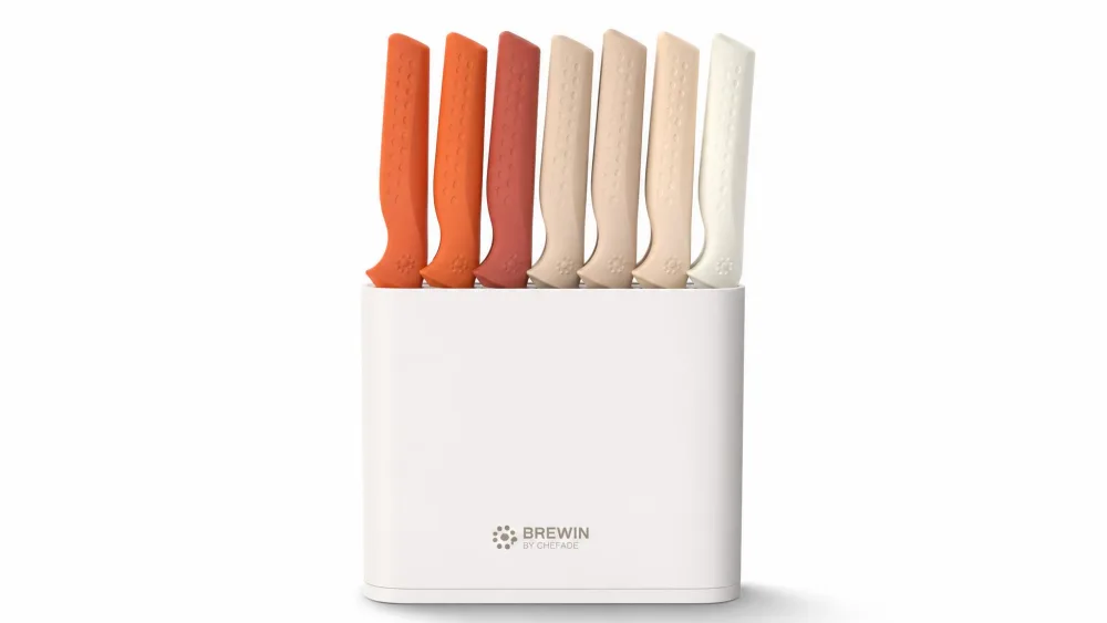 The Brewin set in its compact white universal block.