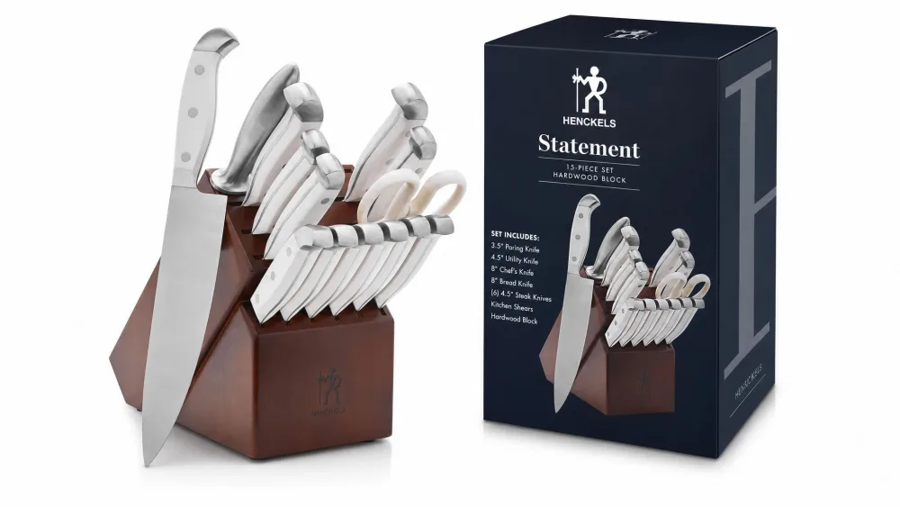 The HENCKELS Statement 15-piece set in its hardwood block.