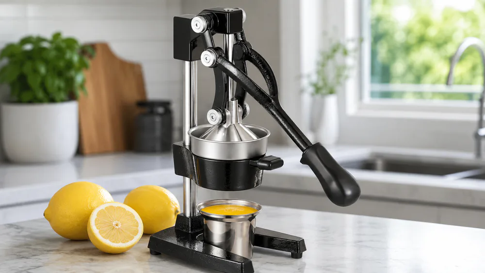 FOHERE Cast Iron Citrus Juicer with Stainless Steel Cup