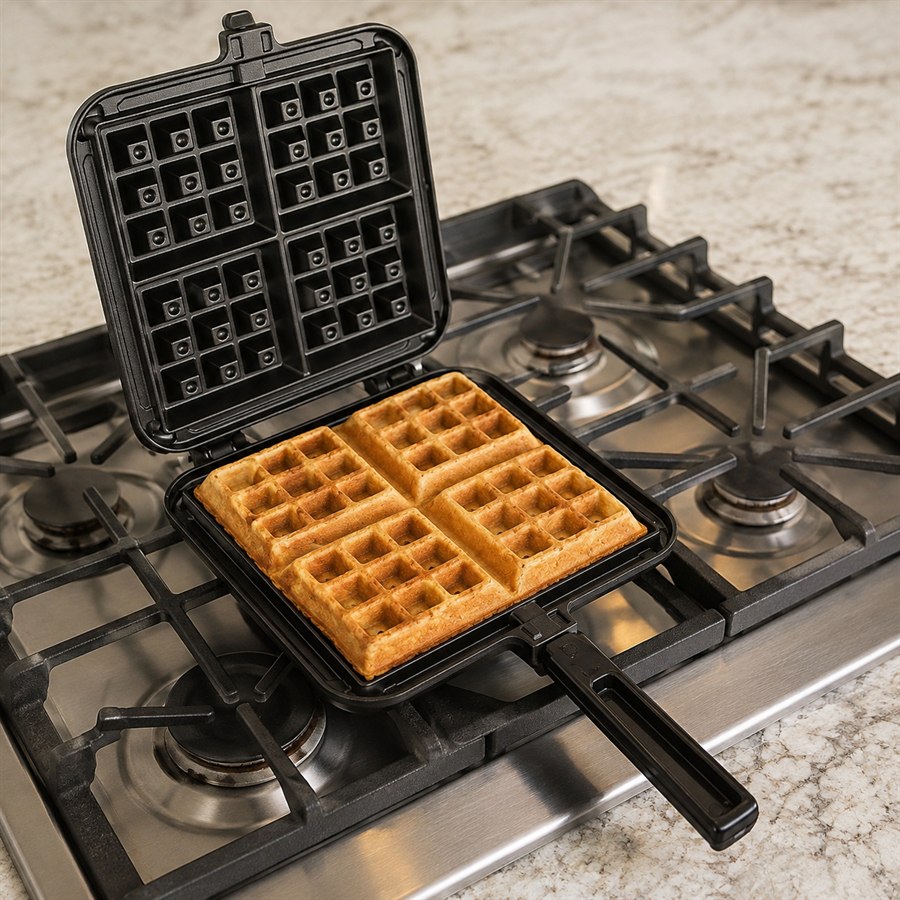 NordicWare 15040 Cast Aluminum Stovetop Belgian Waffle Iron