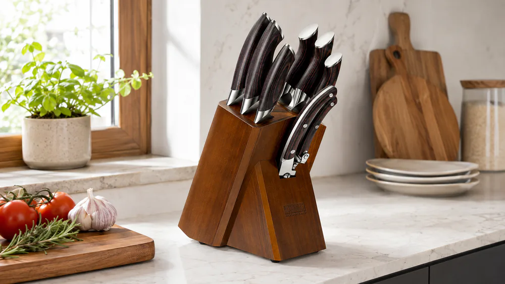 HOSHANHO 8-Piece Kitchen Knife Set with Block