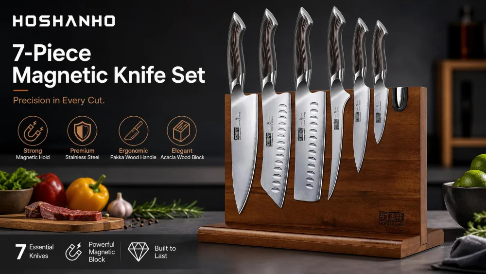 HOSHANHO 7-Piece Magnetic Knife Set