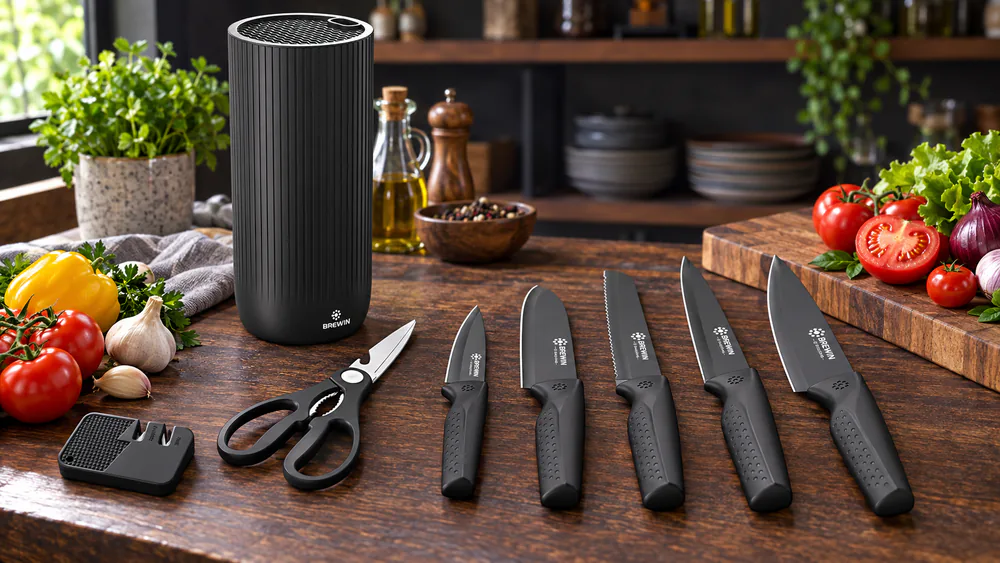 Brewin 7-Piece Knife Set with Universal Block