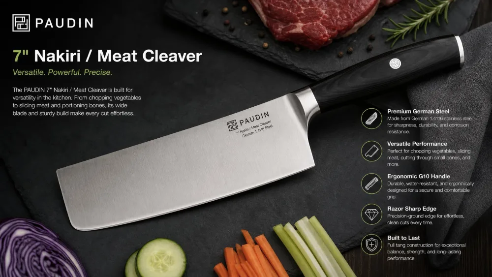 PAUDIN 7" Nakiri / Meat Cleaver