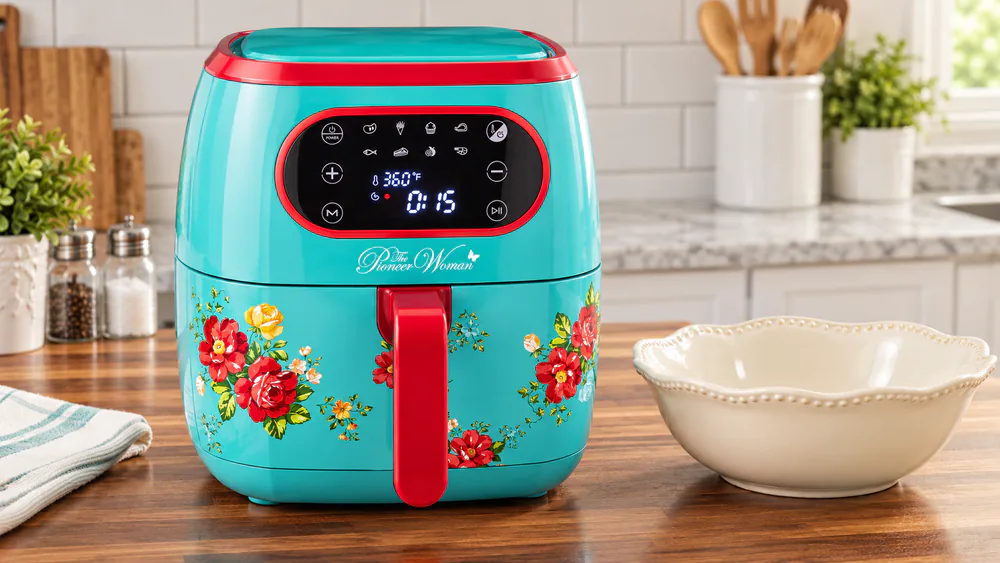 Pioneer Woman 6.3 Qt Vintage Floral Air Fryer with LED Screen