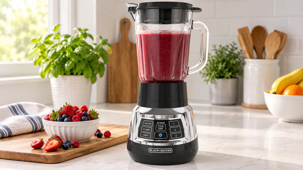 Black+Decker Quiet Blender with Cyclone Glass Jar