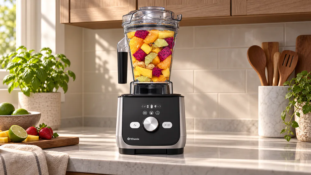 Vitamix Ascent X5 in brushed stainless steel with its 48-ounce container.