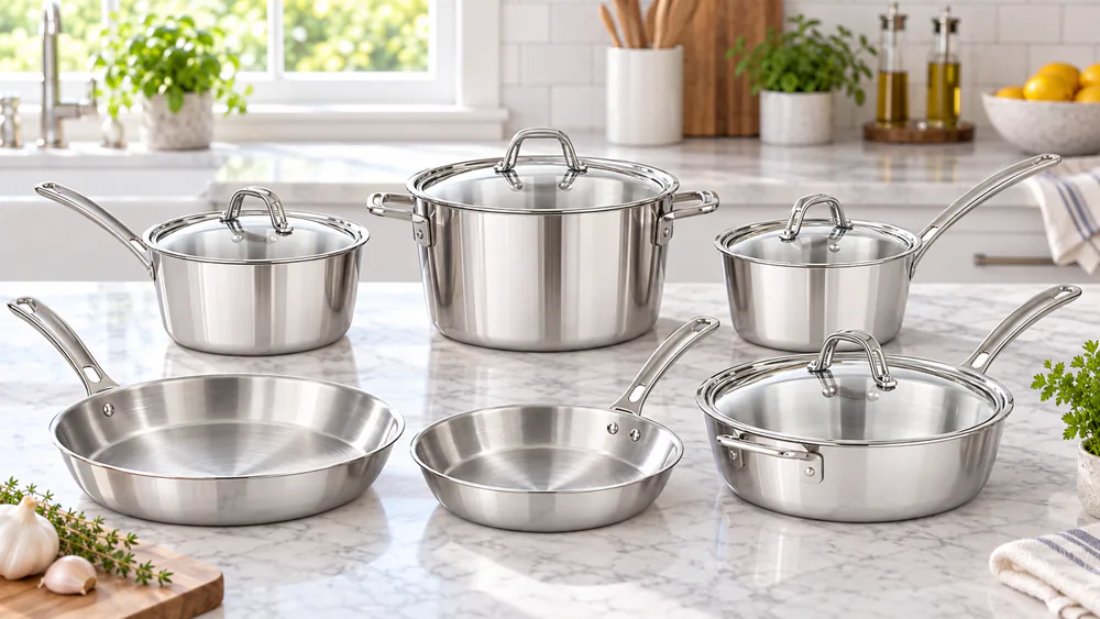 Viking Contemporary 3-Ply Stainless Steel 10-Piece Cookware Set