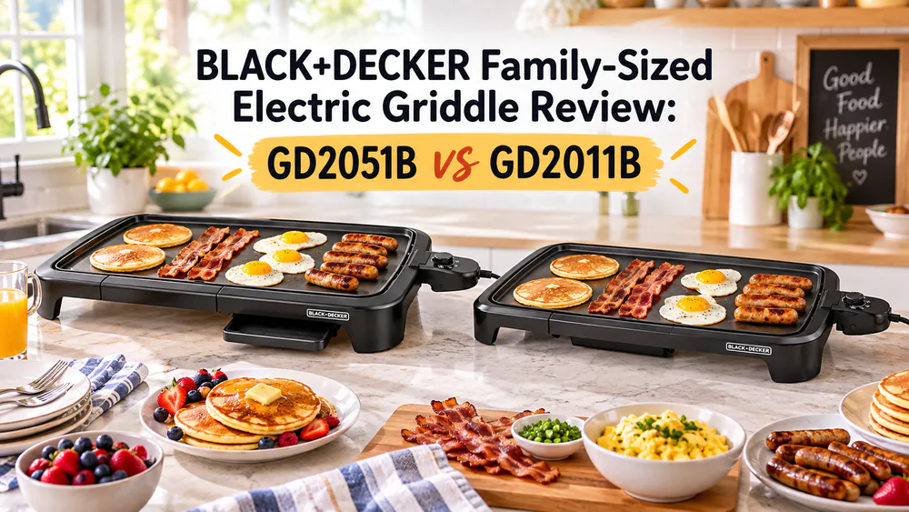 BLACK+DECKER Family-Sized Electric Griddle Review: GD2051B vs GD2011B