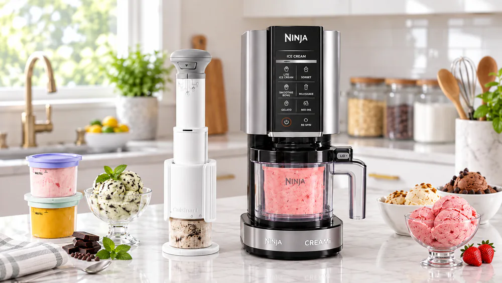 The compact FastFreeze beside the much larger Ninja Creami.