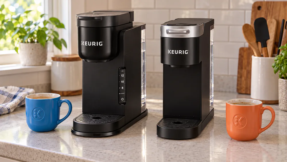 The Keurig K-Express and K-Slim side by side on a counter after three weeks of daily morning use.