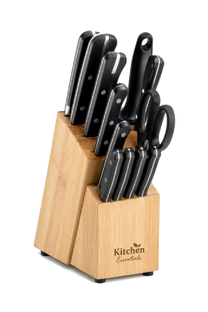 Knife set in a wooden block
