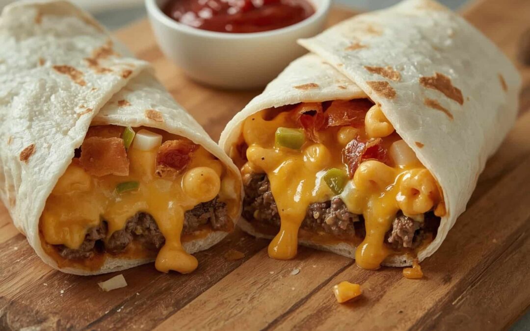Bacon Mac N Cheese Burger Wrap Recipe – Cheesy & Crispy!