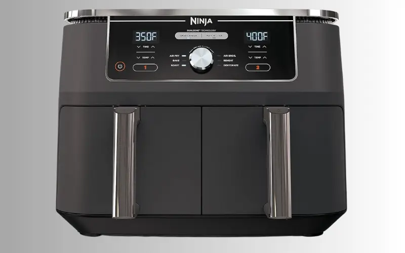 Ninja DZ401 Air Fryer Ninja DZ401 DualZone air fryer with two independent baskets, digital control panel, and smart cooking functions.