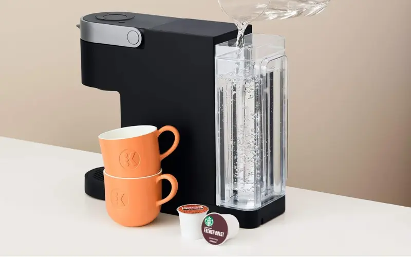Keurig K-Slim Coffee Maker Review Keurig K-Slim Coffee Maker with water reservoir, two cups, and coffee pod