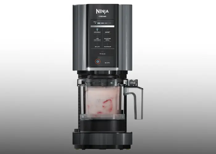 Ninja Creami ice cream maker, featuring a sleek design and digital controls for creating frozen treats at home.