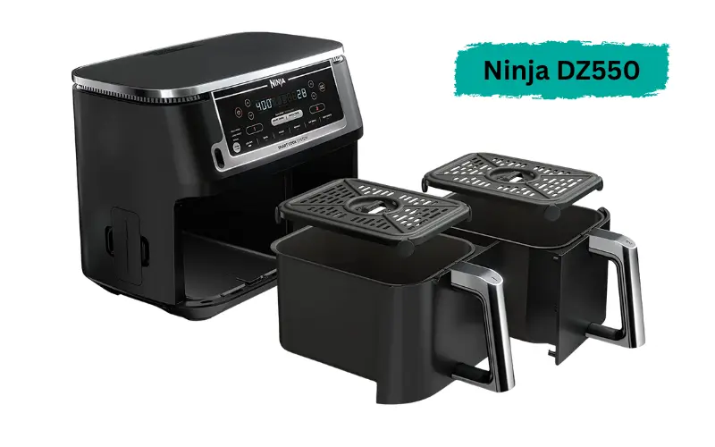 Ninja DZ550 DualZone Air Fryer with two independent baskets and smart finish technology